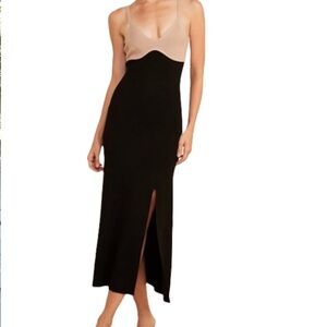 Sweet Lemon Women's Two-Tone Black and Nude Slip Dress